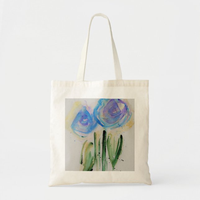 blaue abstrakte Blumen Tygkasse (Framsidan)