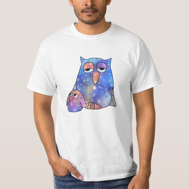 Blaue Eule T Shirt (Framsida)