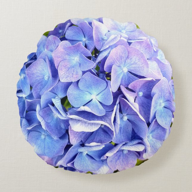 Blaue Hortensie Rund Kudde (Framsidan)