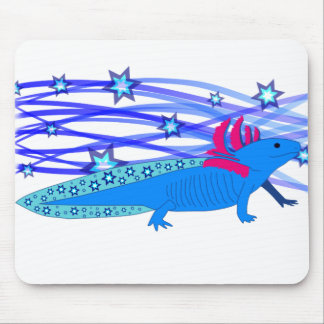 Blauer Axolotl mit Sternen Musmatta