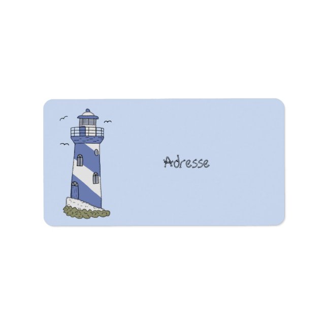 blauer Leuchturm Adressetikett (Framsidan)