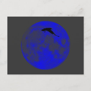 Blauer Mond Raben Blue Måne Raven Vykort