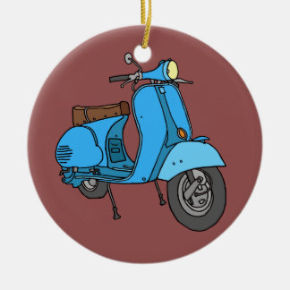 Blauer Motorroller (Vespa) Julgransprydnad Keramik