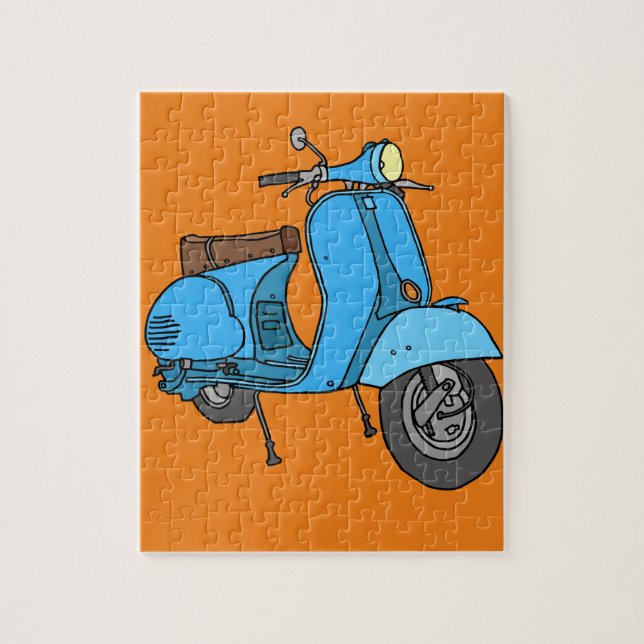 Blauer Motorroller (Vespa) Pussel (Vertikal)
