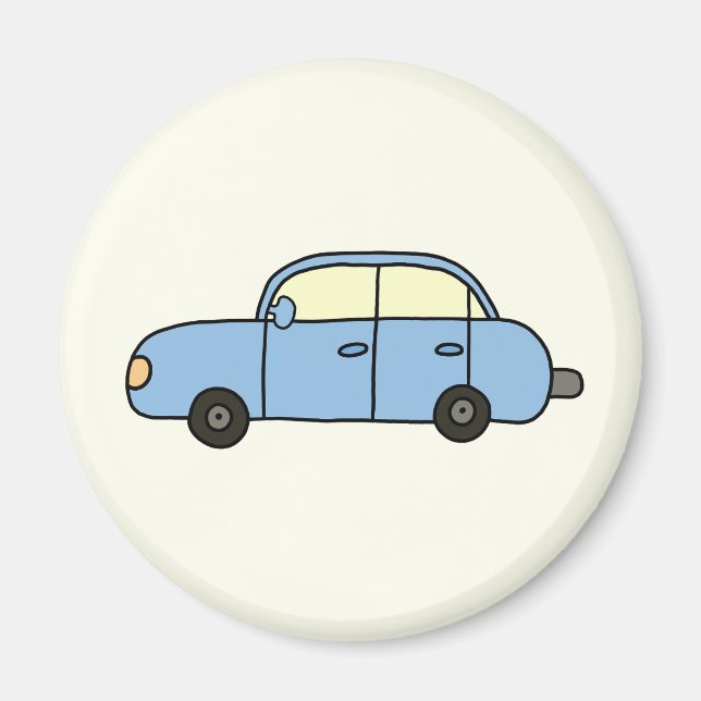 Blaues Cartoon-Auto Magnet (Framsidan)