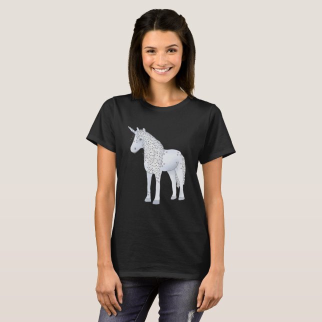 Blaues Einhorn T Shirt (Hel framsida)