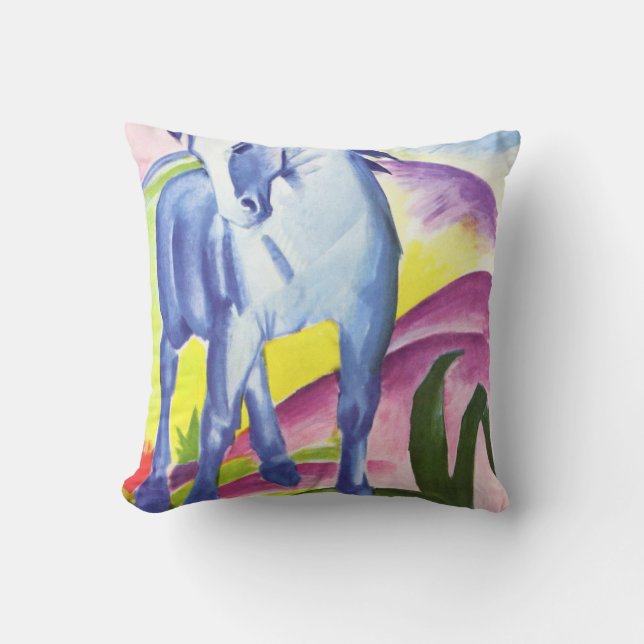 Blaues Pferd I av Franz Marc Dekorativ kudde (Framsida)