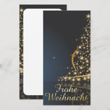 Blaues Weihnachtsmotiv mit goldenem Weihnachtsbaum