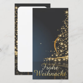 Blaues Weihnachtsmotiv mit goldenem Weihnachtsbaum