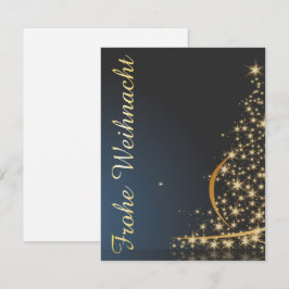 Blaues Weihnachtsmotiv mit goldenem Weihnachtsbaum Inbjudningar