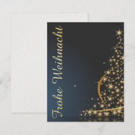 Blaues Weihnachtsmotiv mit goldenem Weihnachtsbaum Inbjudningar