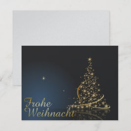 Blaues Weihnachtsmotiv mit goldenem Weihnachtsbaum Inbjudningar