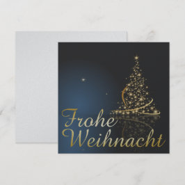 Blaues Weihnachtsmotiv mit goldenem Weihnachtsbaum Inbjudningar