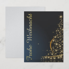 Blaues Weihnachtsmotiv mit goldenem Weihnachtsbaum Inbjudningar