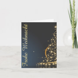 Blaues Weihnachtsmotiv mit goldenem Weihnachtsbaum Kort