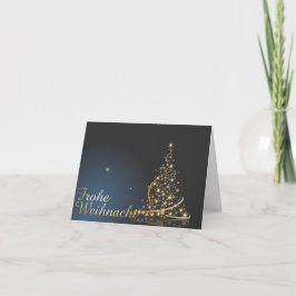 Blaues Weihnachtsmotiv mit goldenem Weihnachtsbaum Kort