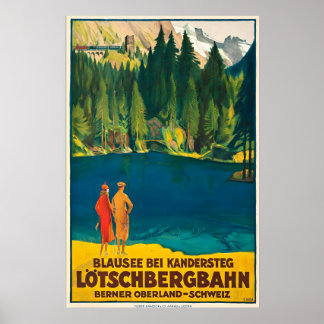 Blausee Bernese Oberland Schweiz Vintage Poster