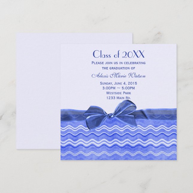 Blåvåg med båge inbjudningar (Fram/baksida)