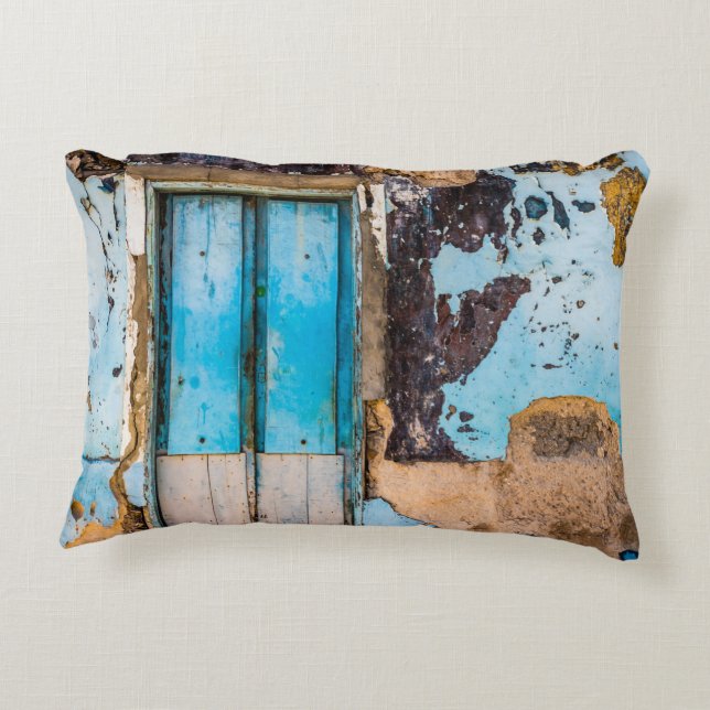 Blåvägg och dörr prydnadskudde (Baksidan)