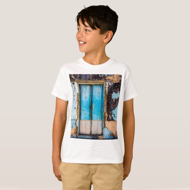 Blåvägg och dörr t shirt (Hel framsida)