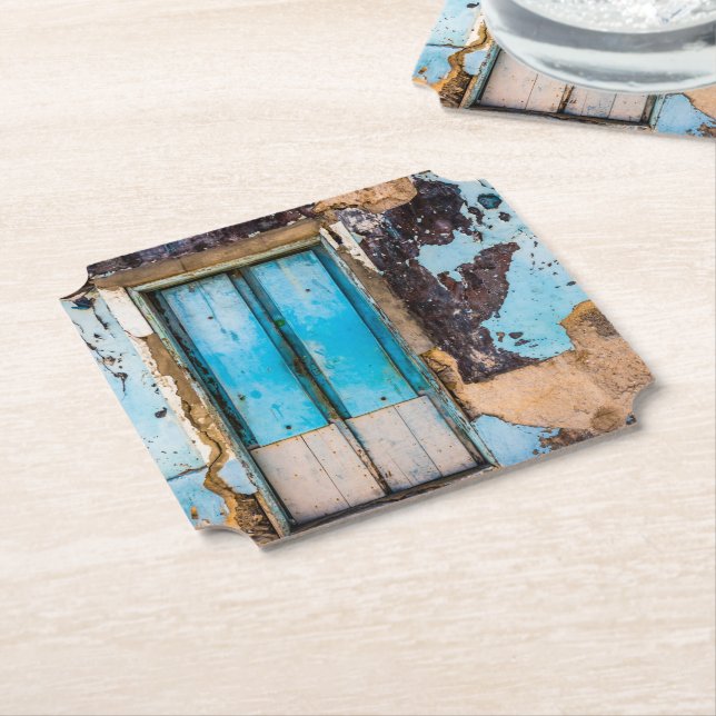 Blåvägg och dörr underlägg papper (Vinklad)