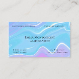Blåvågig flytande konst visitkort