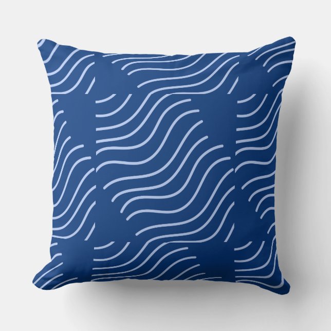 Blåvågig Linjer mönstrad Kudde (Framsida)