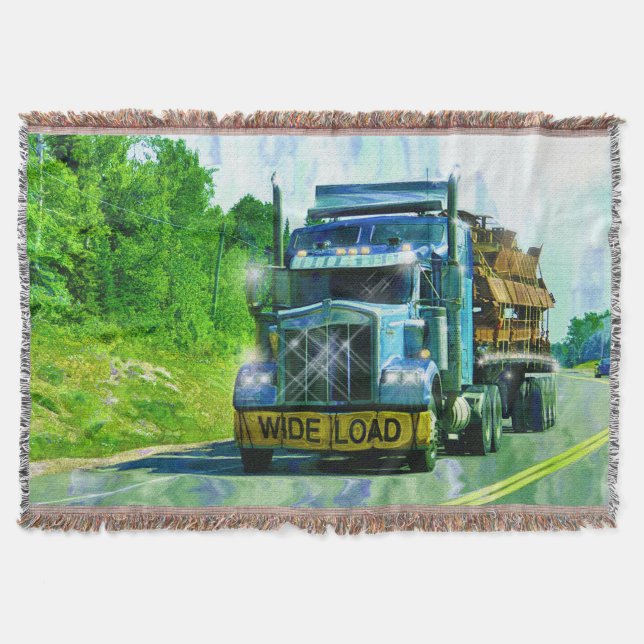 Blåvågiga byggnadsställningar Lastbil-älskare Art Filt (Framsidan)