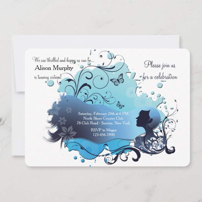 Blåvågrät inbjudan (Framsida)