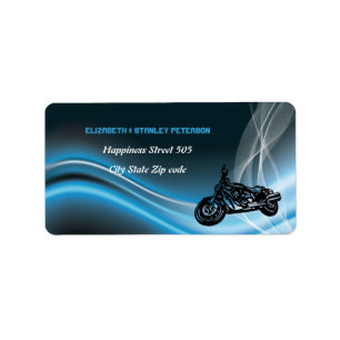 Blåvägs-biker-bröllop-adressetikett Adressetikett