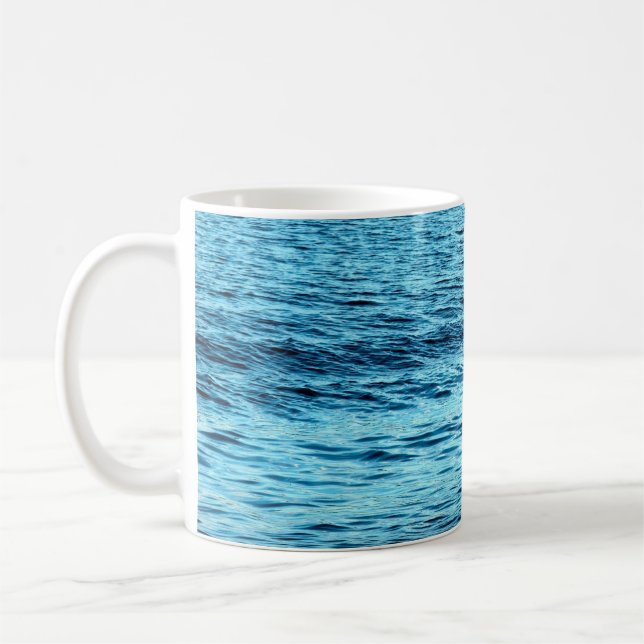 Blåvågsbäckenabstrakt abstrakt, aqua, kaffemugg (Vänster)