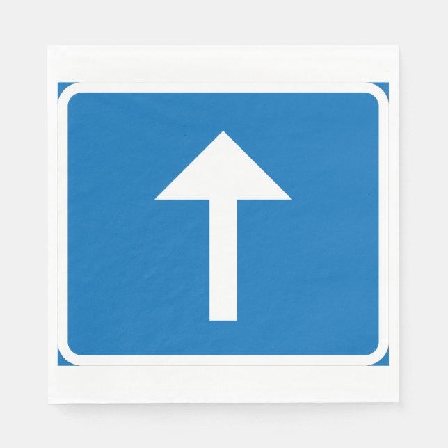 Blåvägssymbol för enkelriktad trafik med uppåtpil pappersservett (Framsidan)