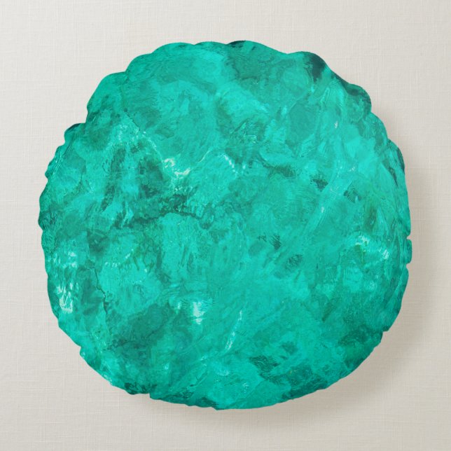 Blåvågturkos i vatten, flytande bakgrund rund kudde (Framsidan)