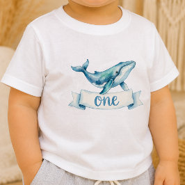 Blåval 1-års födelsedags baby t-shirt