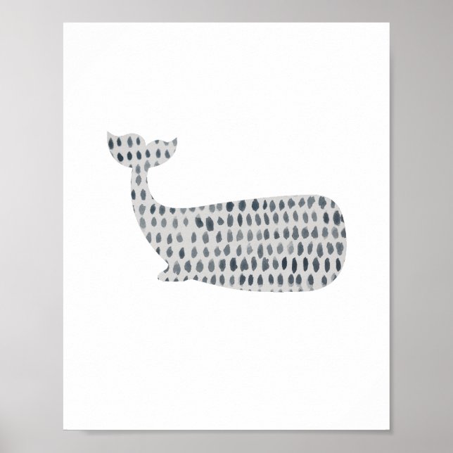 Blåval Abstrakt Havsglasets vattenfärgsfärg Poster (Framsidan)