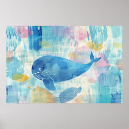 Blåval bakgrund Liten Poster