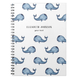 Blåval. Havsdjur. Nautisk flotta mönster Anteckningsbok