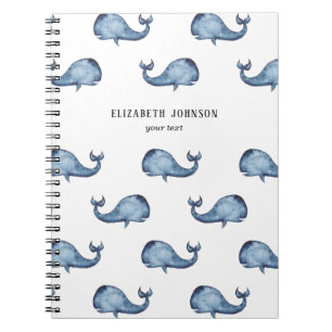 Blåval. Havsdjur. Nautisk flotta mönster Anteckningsbok