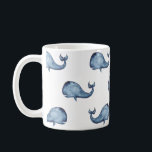 Blåval. Havsdjur. Nautisk flotta mönster Kaffemugg<br><div class="desc">Blåval mugg.</div>