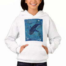 Blåval Hoodie tryckt på båda sidor