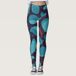 Blåval Mönster Leggings