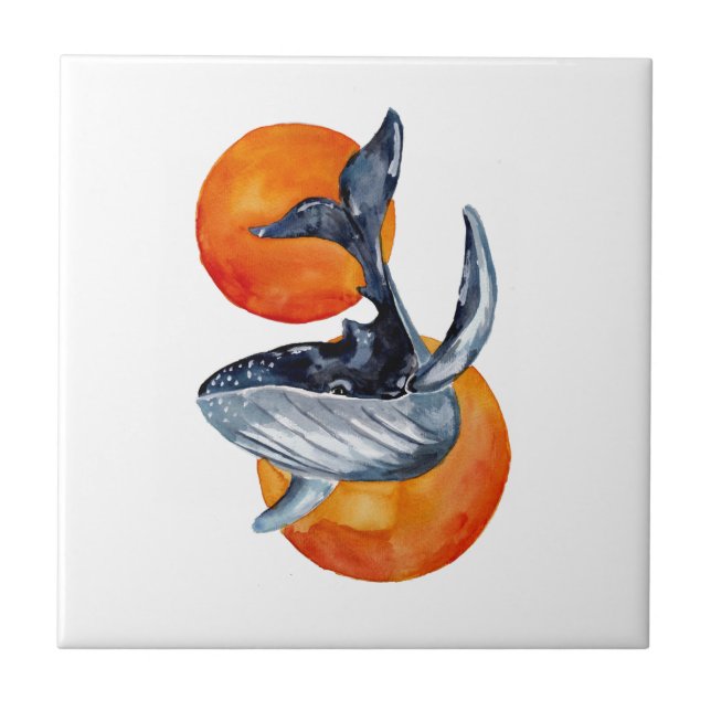 Blåval och Golden Bollar Kakelplatta (Framsidan)