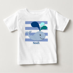 Blåval på Blåstrimlad bakgrund Tee Shirt