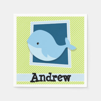 Blåval; Rand av grönt och vitt kalk Pappersservett