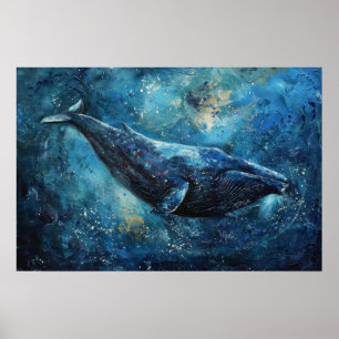 Blåval som simmar i havet poster
