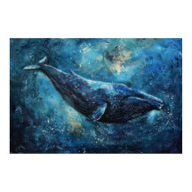 Blåval som simmar i havet Små