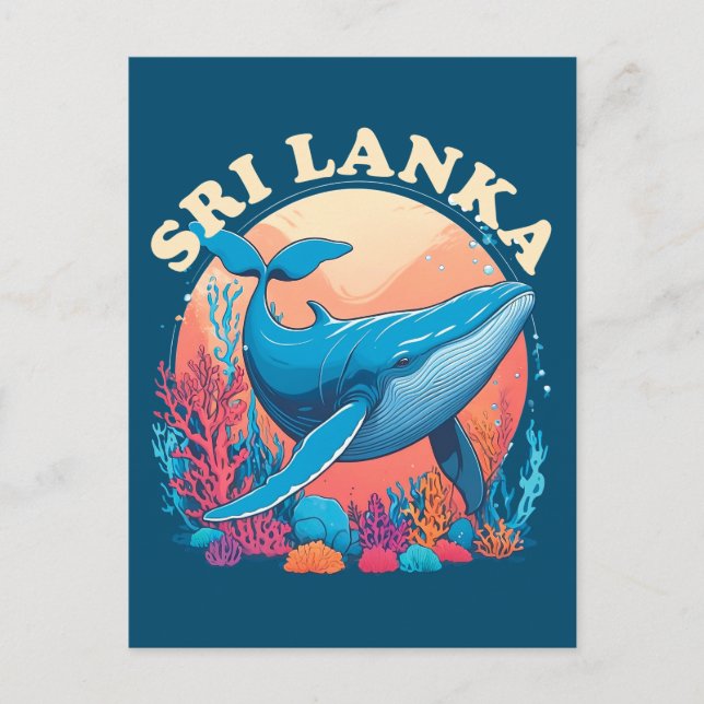 Blåval som tittar på Sri Lanka Vykort (Framsida)