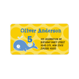 Blåval Tecknad Vale Barn Birthday Adressetiketters Adressetikett