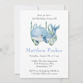 Blåval under Sea Boy-Födelsedagsfesten Inbjudningar