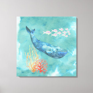 Blåval vattenfärg-ID368 Canvastryck